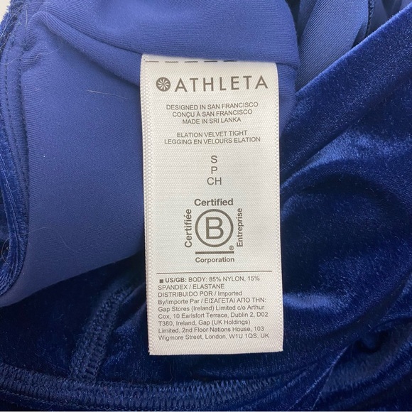 Athleta Elevation High Rise Velvet Tights Leggings:  Blue Scuro - Picture 10 of 13